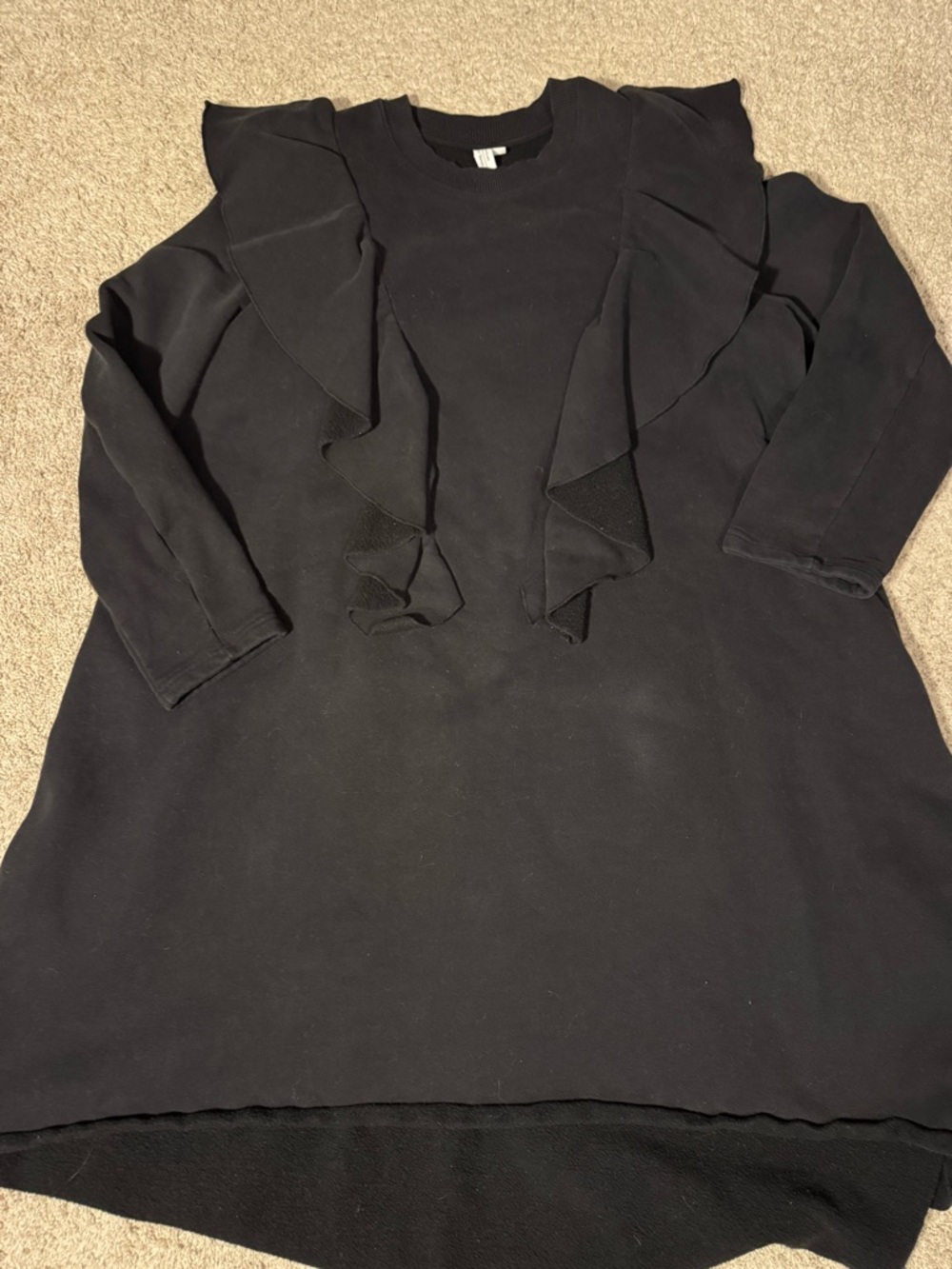 & Other Stories Black Ruffle-Accent Sweater Dress